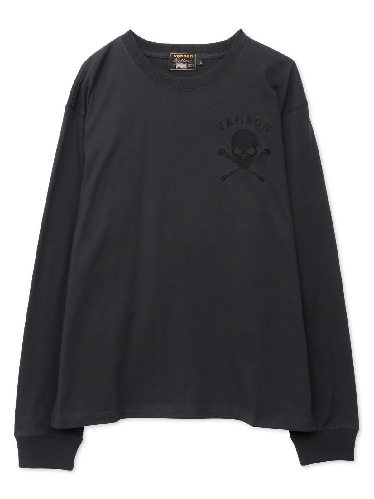 【VANSON】“パッチレススカル”刺繍入りロンT