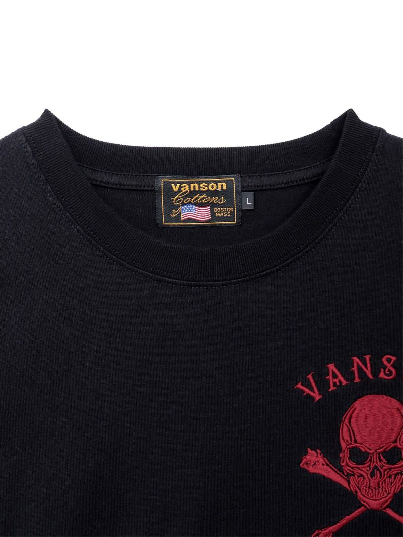 【VANSON】“パッチレススカル”刺繍入りロンT