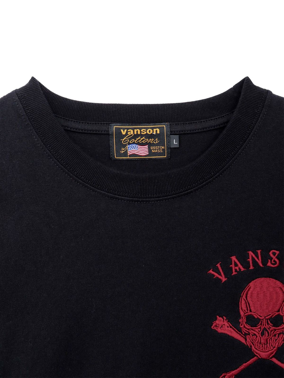 【VANSON】“パッチレススカル”刺繍入りロンT