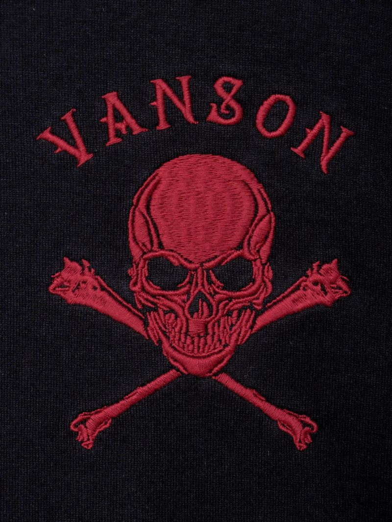【VANSON】“パッチレススカル”刺繍入りロンT