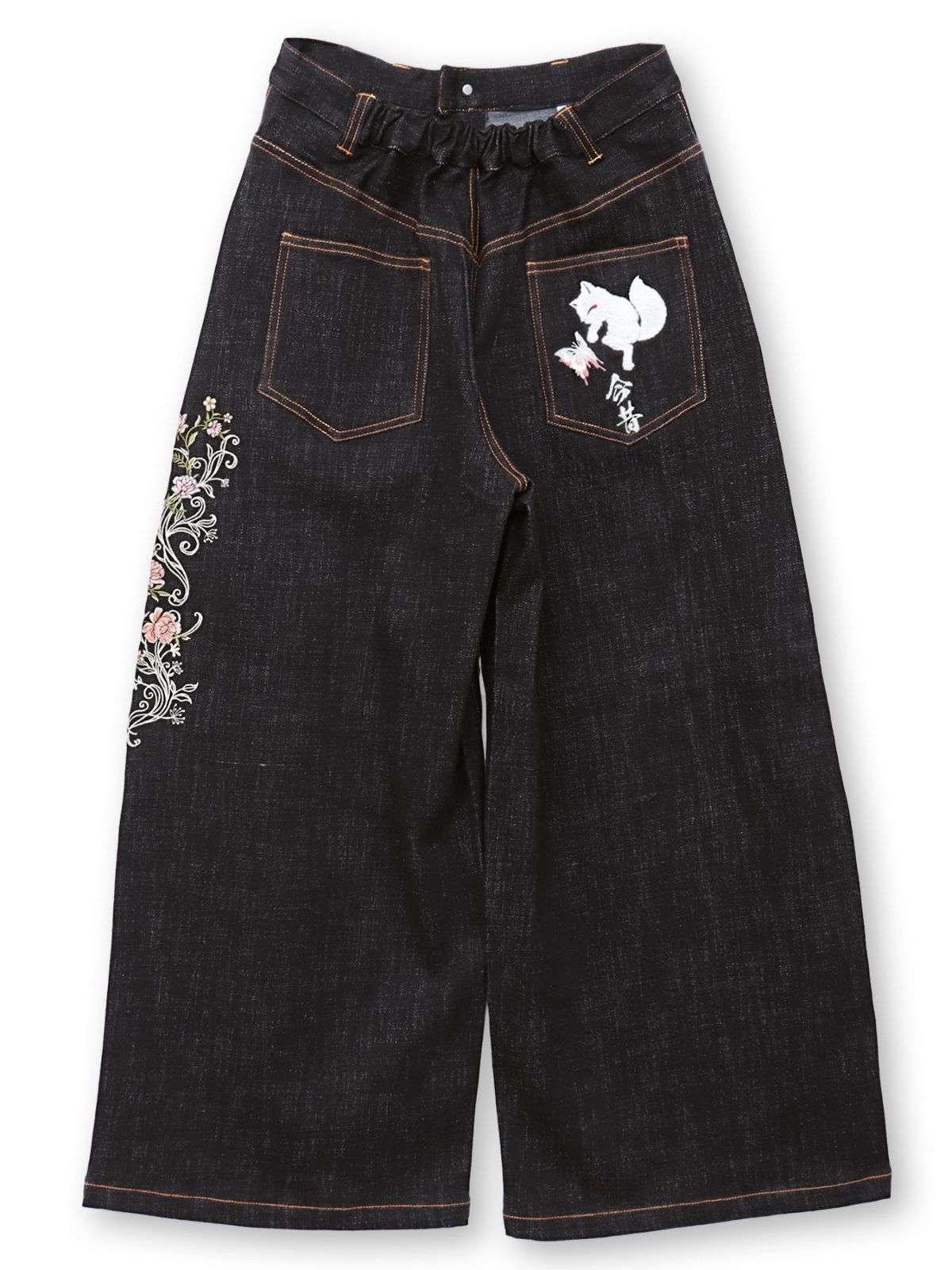 【今昔 -KON-JAKU-】“清明風月”総刺繍ワイドデニムパンツ