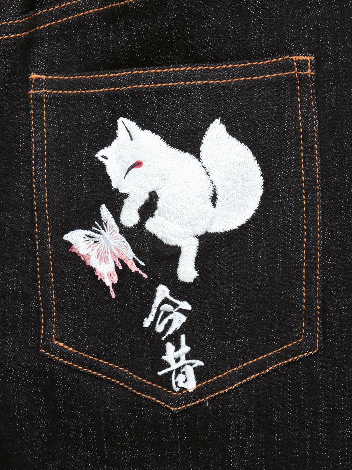 【今昔 -KON-JAKU-】“清明風月”総刺繍ワイドデニムパンツ