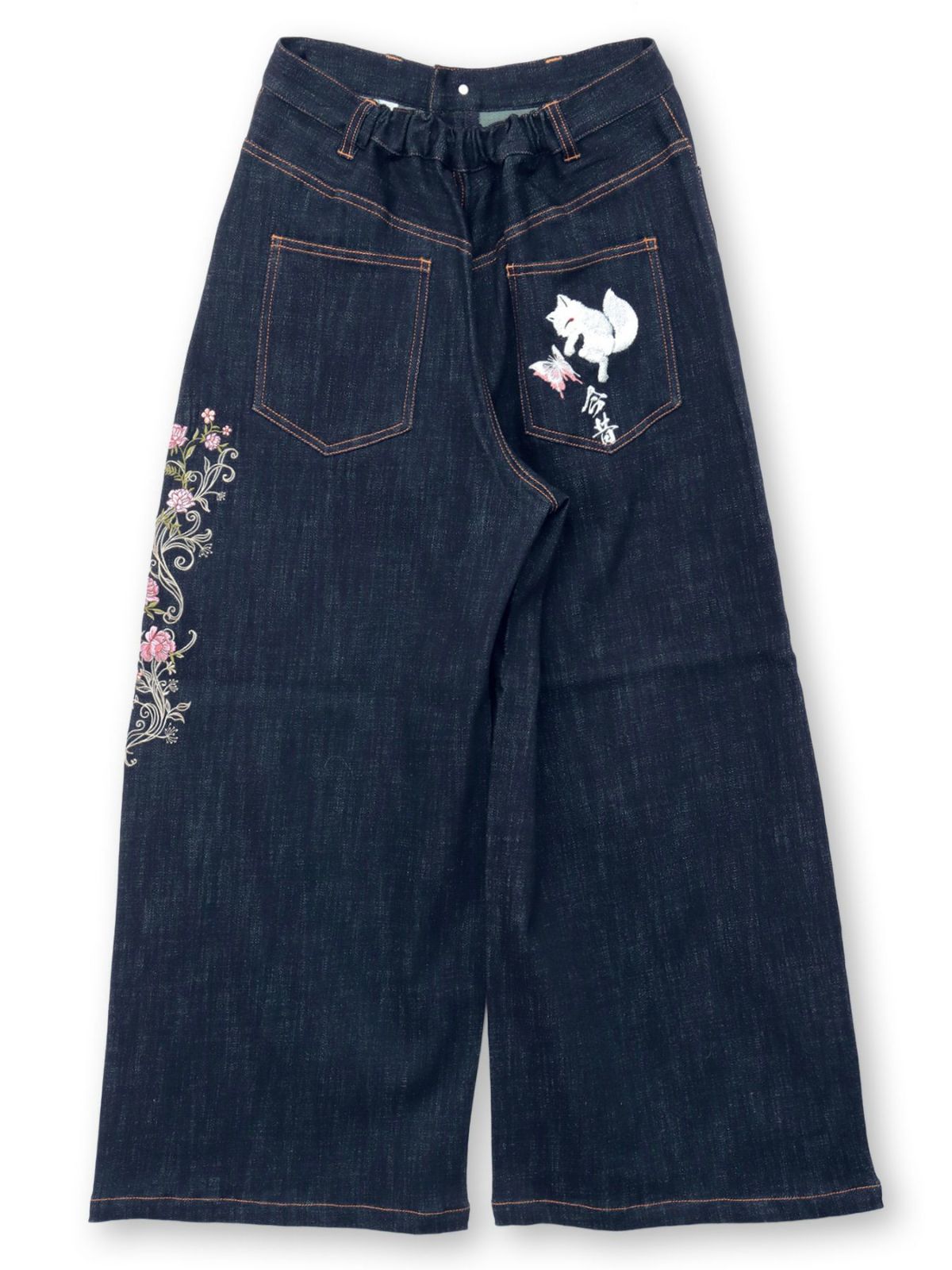 【今昔 -KON-JAKU-】“清明風月”総刺繍ワイドデニムパンツ