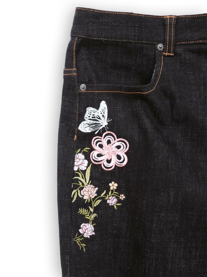 【今昔 -KON-JAKU-】“清明風月”総刺繍ワイドデニムパンツ