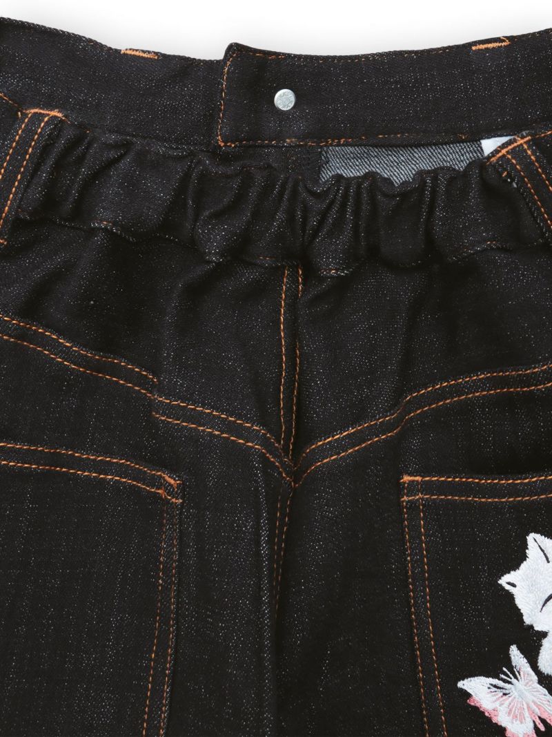 【今昔 -KON-JAKU-】“清明風月”総刺繍ワイドデニムパンツ