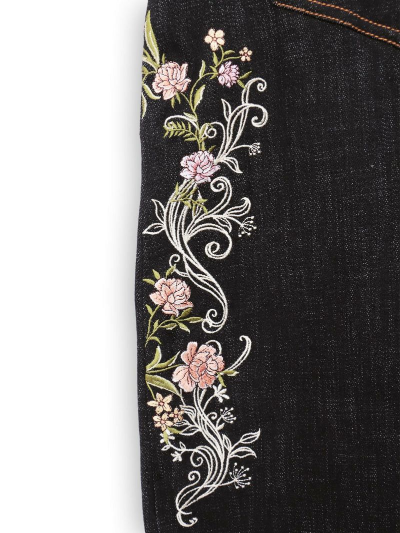 【今昔 -KON-JAKU-】“清明風月”総刺繍ワイドデニムパンツ