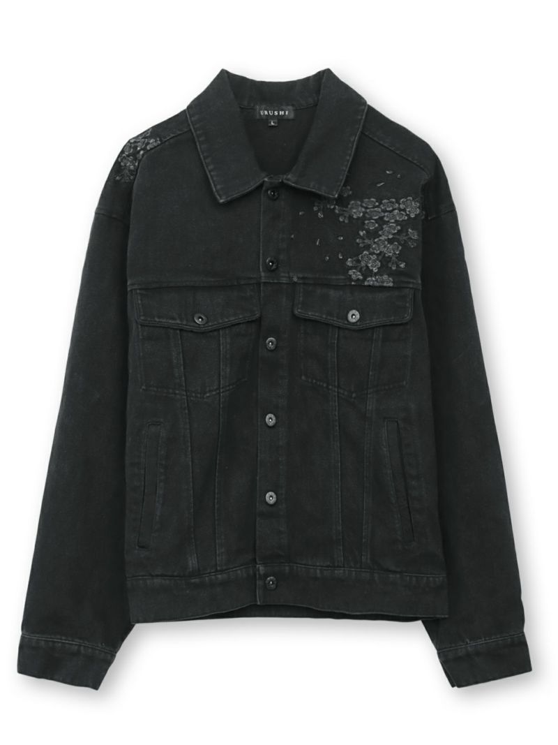 【絡繰魂・漆】“闇と狼”総刺繍デニムシャツ