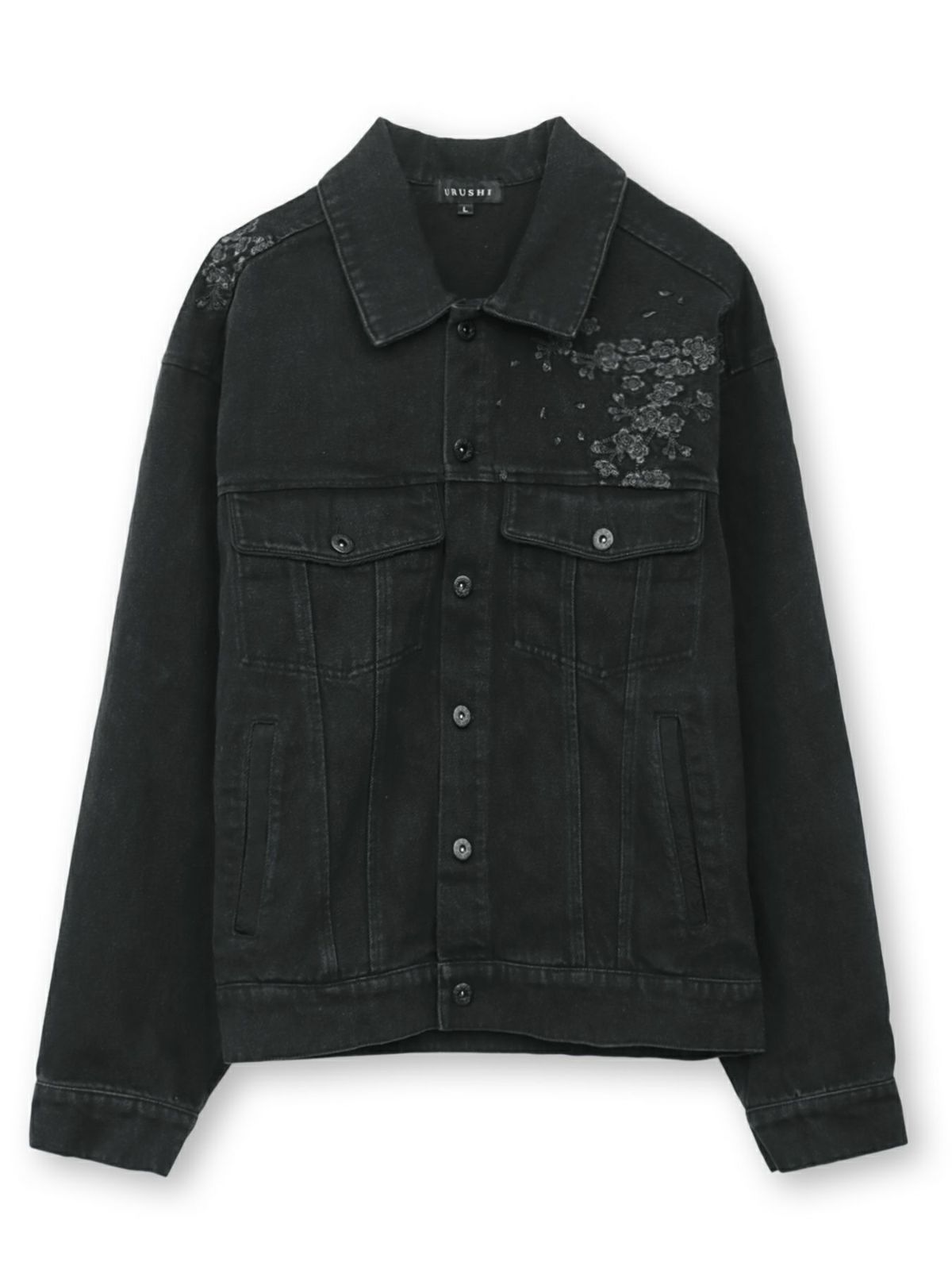 【絡繰魂・漆】“闇と狼”総刺繍デニムシャツ