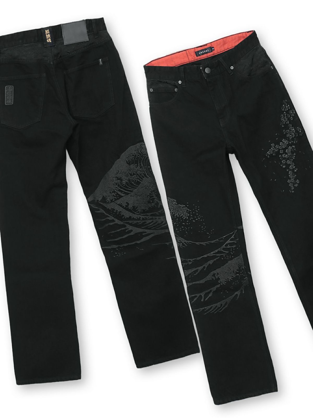 【絡繰魂・漆】“漆桜”総刺繍デニムパンツ