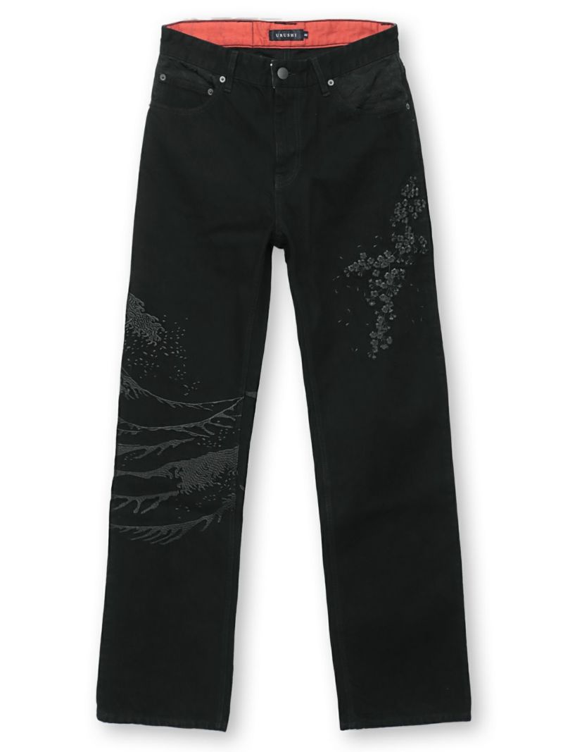 【絡繰魂・漆】“漆桜”総刺繍デニムパンツ