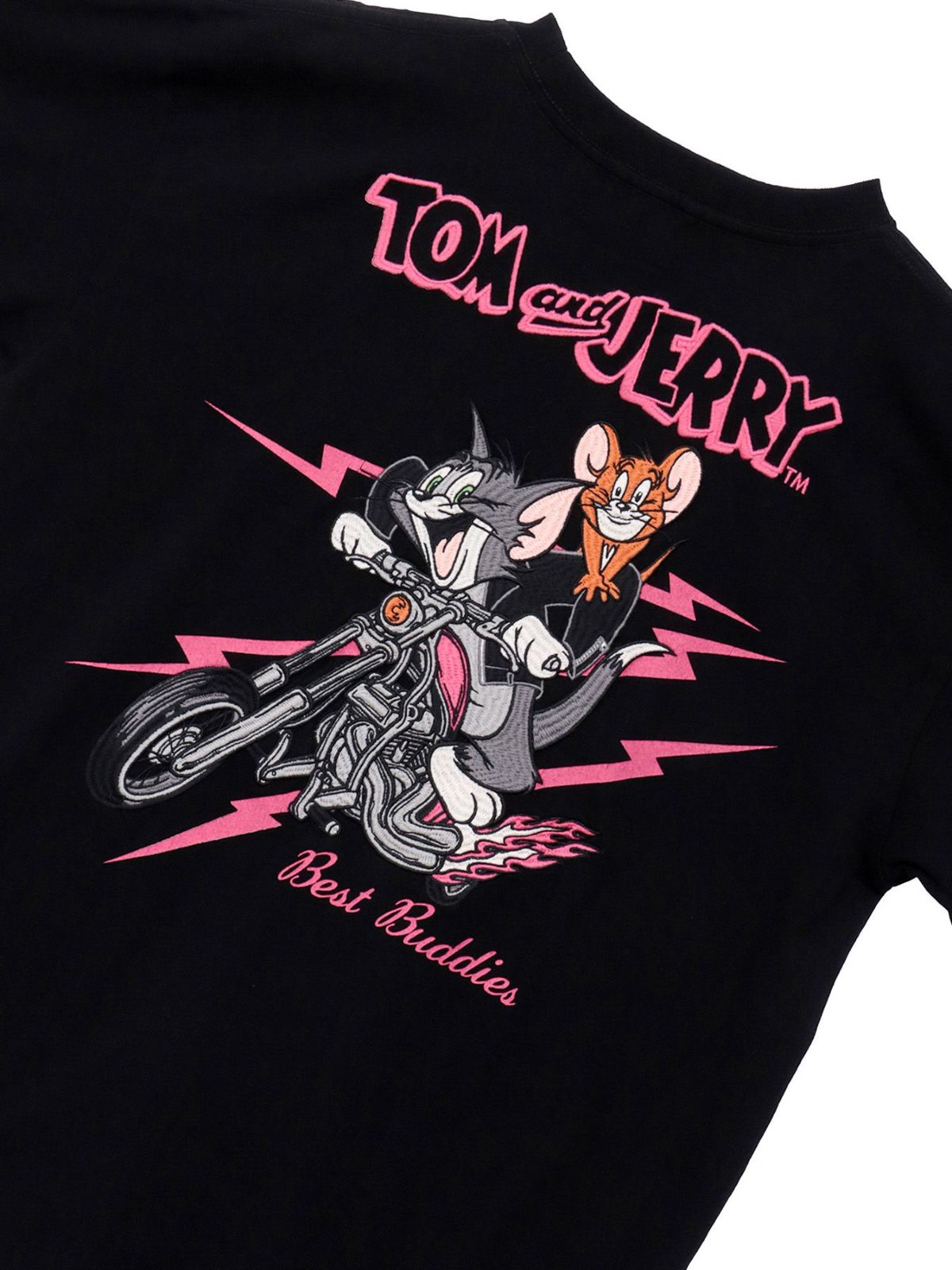 【NEVERMIND×TOM and JERRY】“バイカーズトム＆ジェリー”刺繍入りロンT〔別注〕