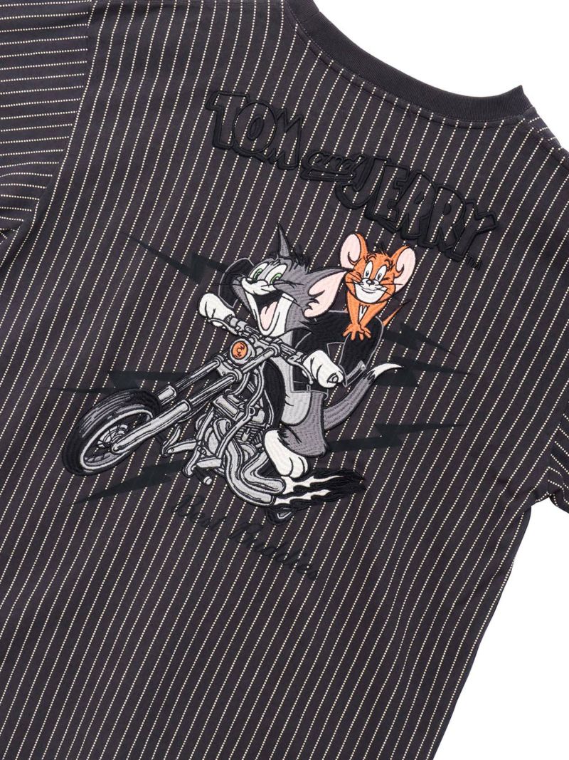 【NEVERMIND×TOM and JERRY】“バイカーズトム＆ジェリー”刺繍入りロンT〔別注〕