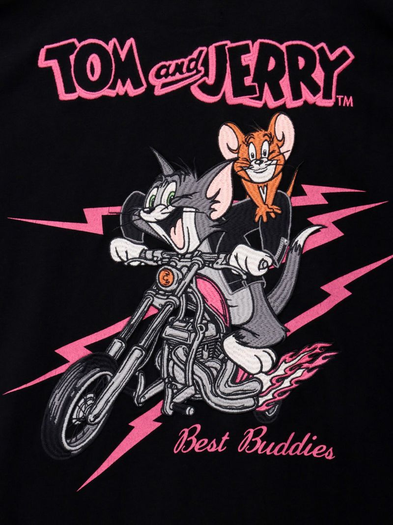 【NEVERMIND×TOM and JERRY】“バイカーズトム＆ジェリー”刺繍入りロンT〔別注〕