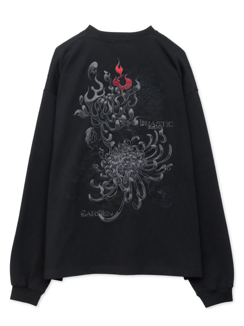 【DRASTIC GARDEN】“漆黒の華々”総刺繍BGIシルエットロンT