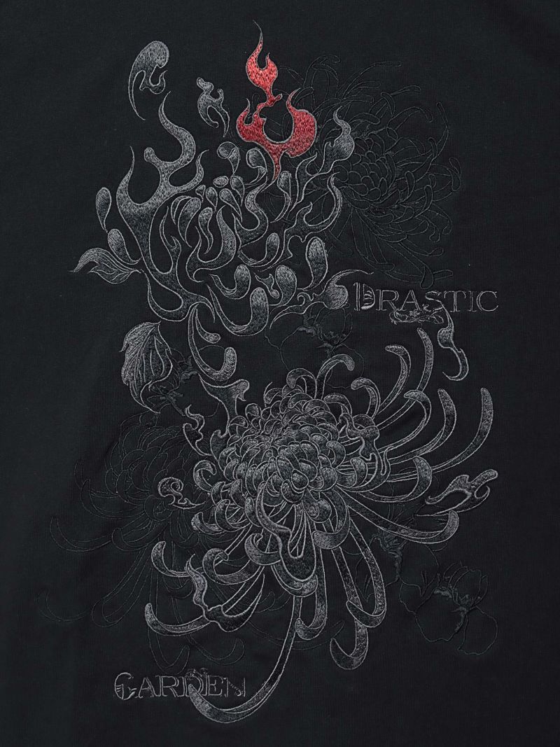 【DRASTIC GARDEN】“漆黒の華々”総刺繍BGIシルエットロンT