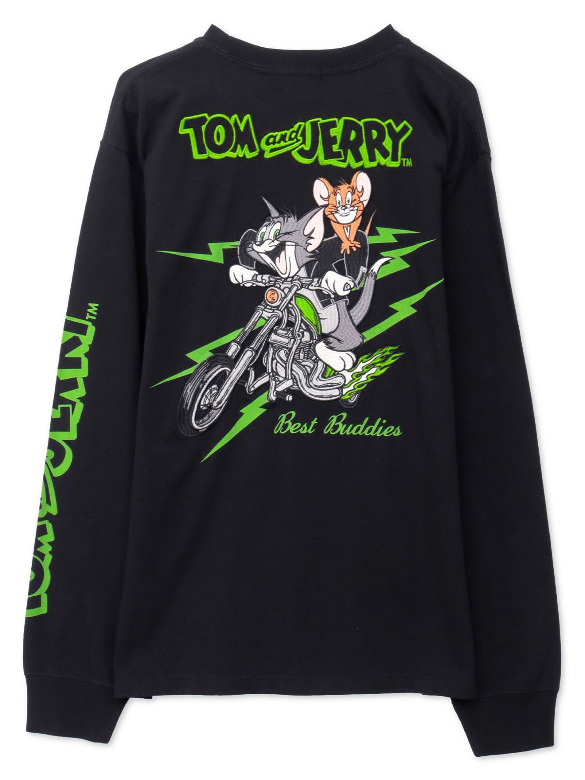 【NEVERMIND×TOM and JERRY】“バイカーズトム＆ジェリー”刺繍入りロンT〔別注：web限定カラー〕