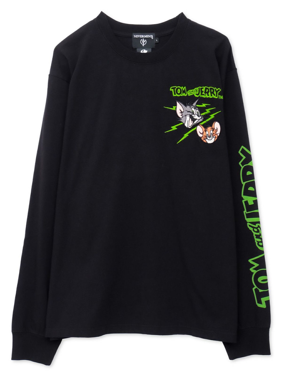 【NEVERMIND×TOM and JERRY】“バイカーズトム＆ジェリー”刺繍入りロンT〔別注：web限定カラー〕