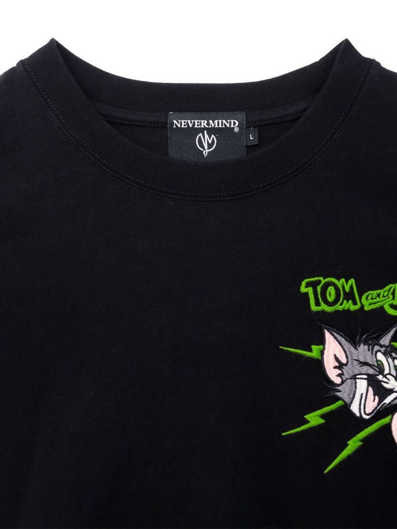 【NEVERMIND×TOM and JERRY】“バイカーズトム＆ジェリー”刺繍入りロンT〔別注：web限定カラー〕