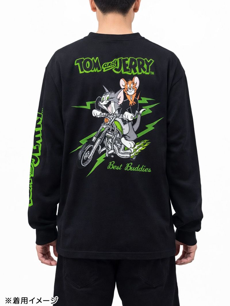 【NEVERMIND×TOM and JERRY】“バイカーズトム＆ジェリー”刺繍入りロンT〔別注：web限定カラー〕