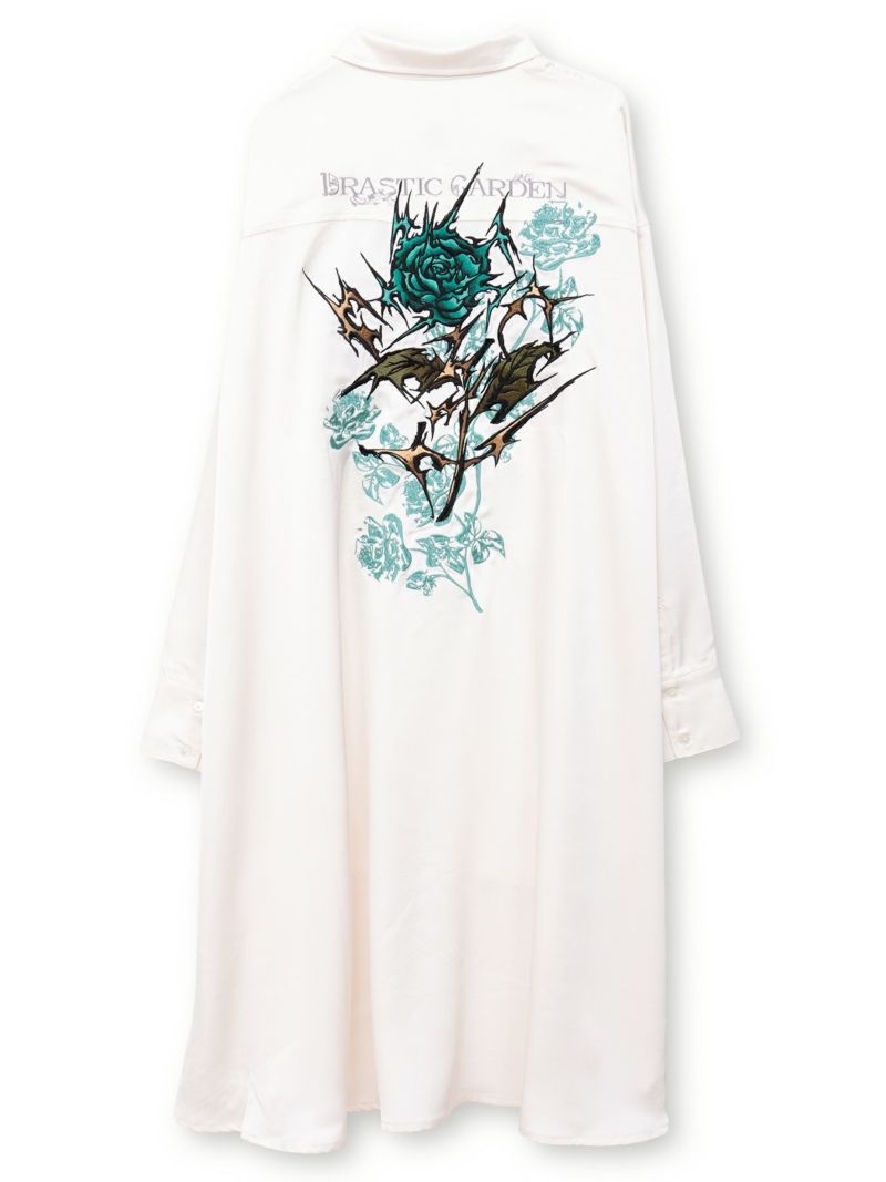 【DRASTIC GARDEN】“稲妻ノ薔薇”刺繍入りタイ付きシャツ