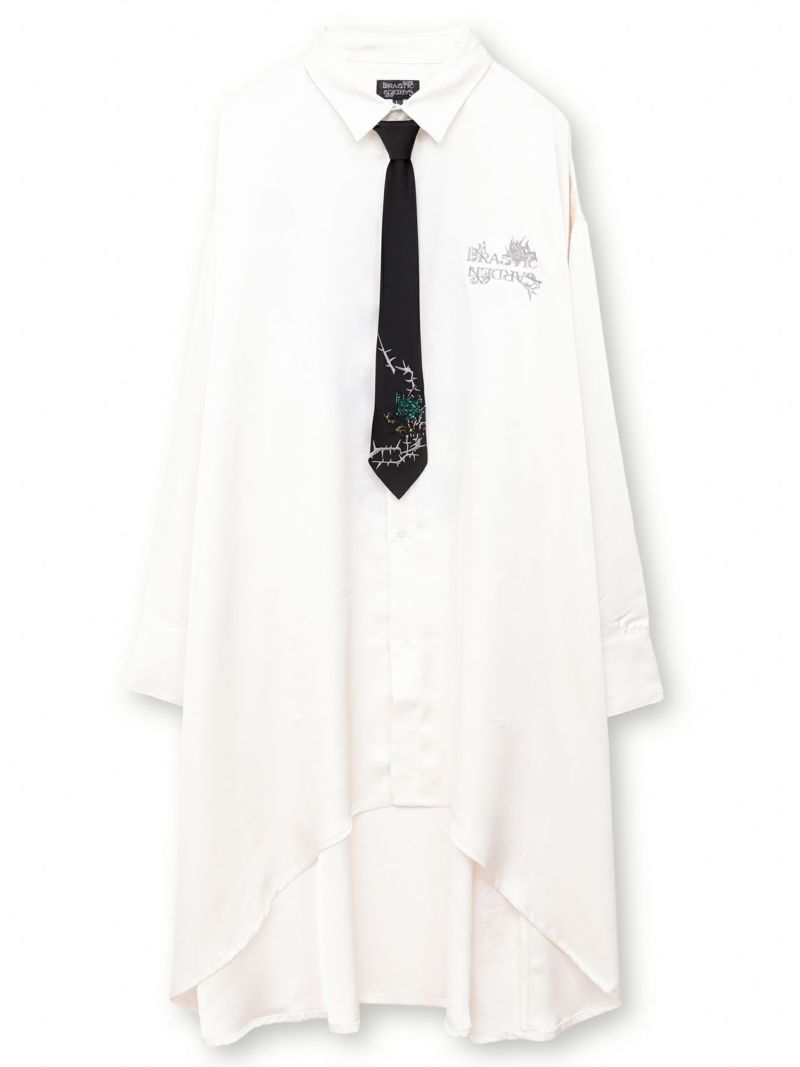 【DRASTIC GARDEN】“稲妻ノ薔薇”刺繍入りタイ付きシャツ