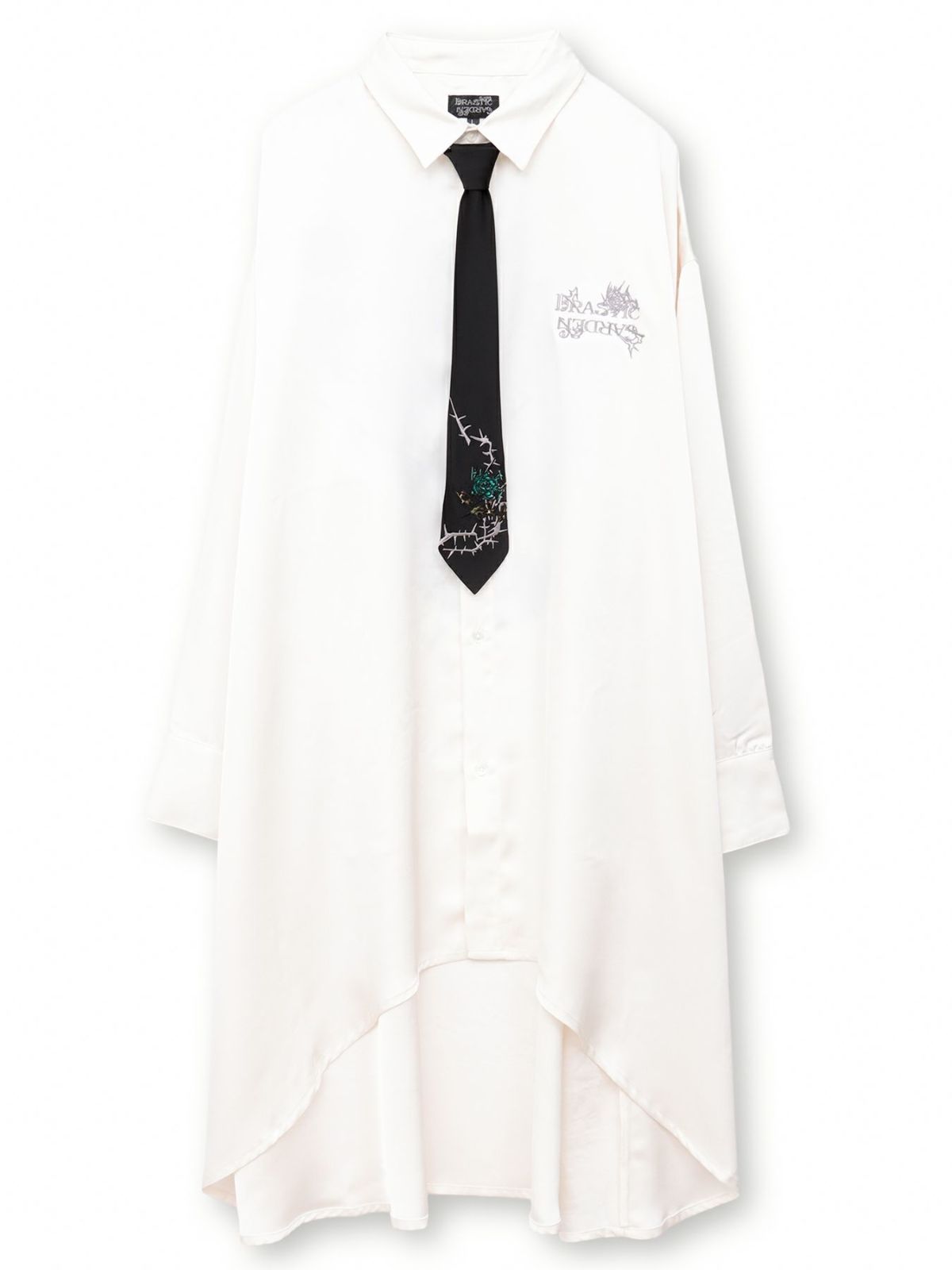 【DRASTIC GARDEN】“稲妻ノ薔薇”刺繍入りタイ付きシャツ