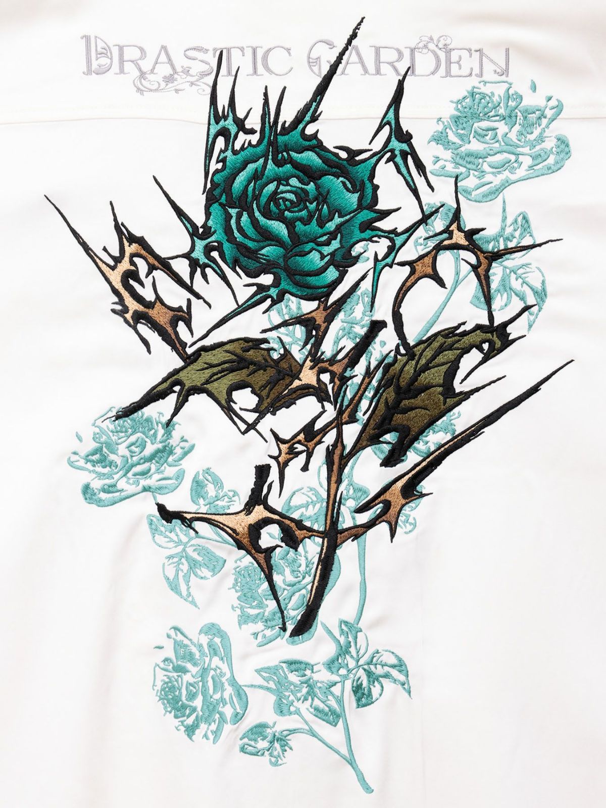 【DRASTIC GARDEN】“稲妻ノ薔薇”刺繍入りタイ付きシャツ