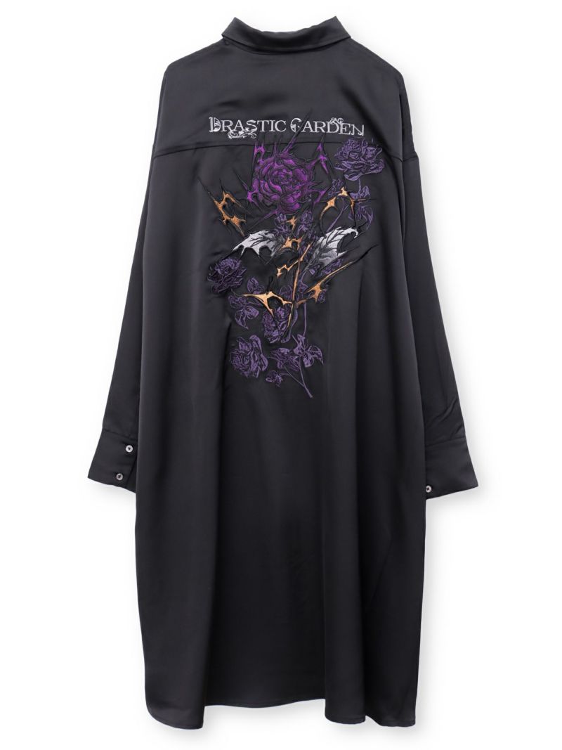 【DRASTIC GARDEN】“稲妻ノ薔薇”刺繍入りタイ付きシャツ