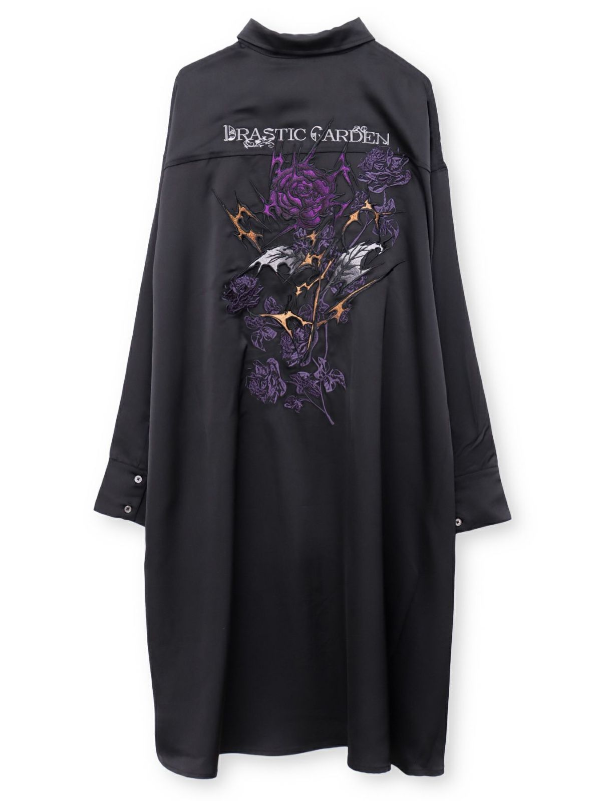 【DRASTIC GARDEN】“稲妻ノ薔薇”刺繍入りタイ付きシャツ