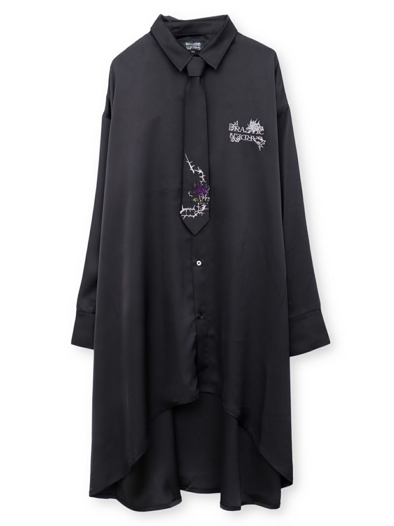 【DRASTIC GARDEN】“稲妻ノ薔薇”刺繍入りタイ付きシャツ