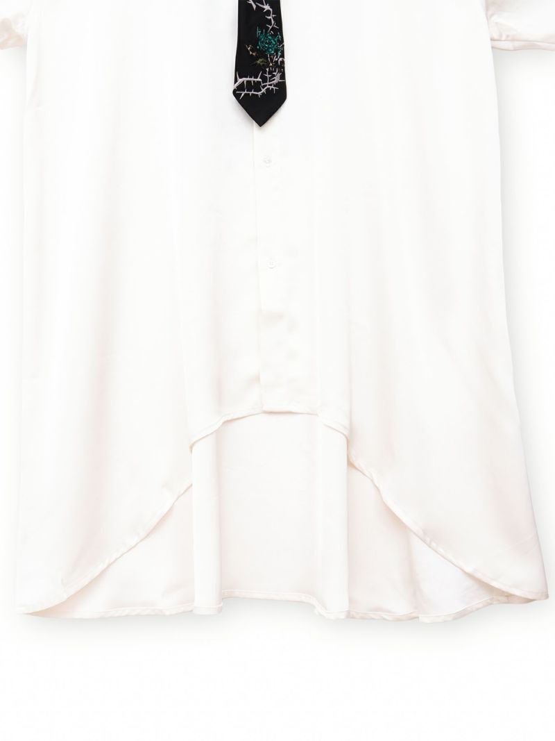 【DRASTIC GARDEN】“稲妻ノ薔薇”刺繍入りタイ付きシャツ