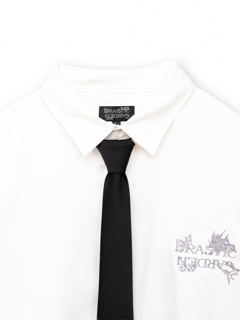 【DRASTIC GARDEN】“稲妻ノ薔薇”刺繍入りタイ付きシャツ