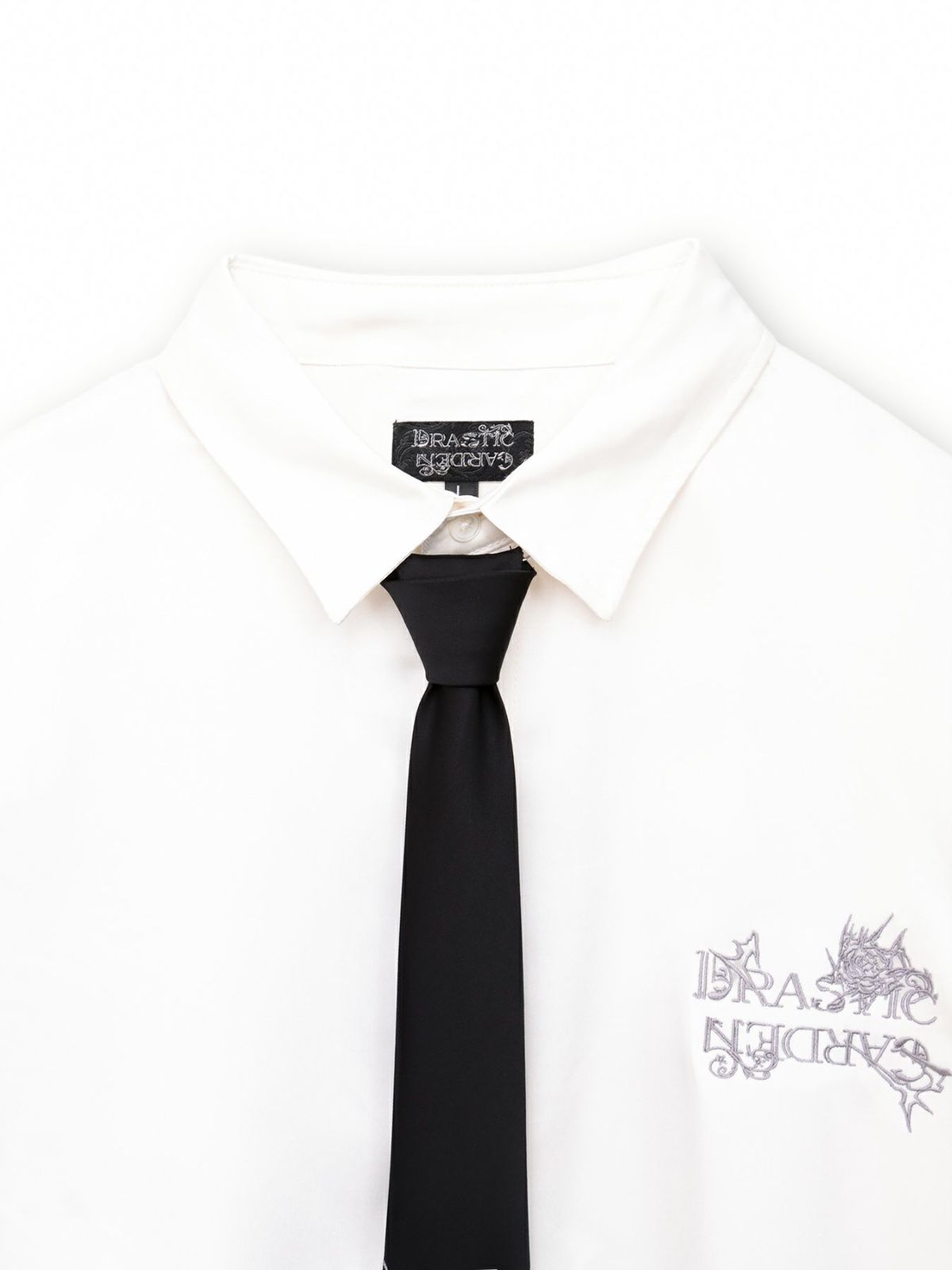 【DRASTIC GARDEN】“稲妻ノ薔薇”刺繍入りタイ付きシャツ