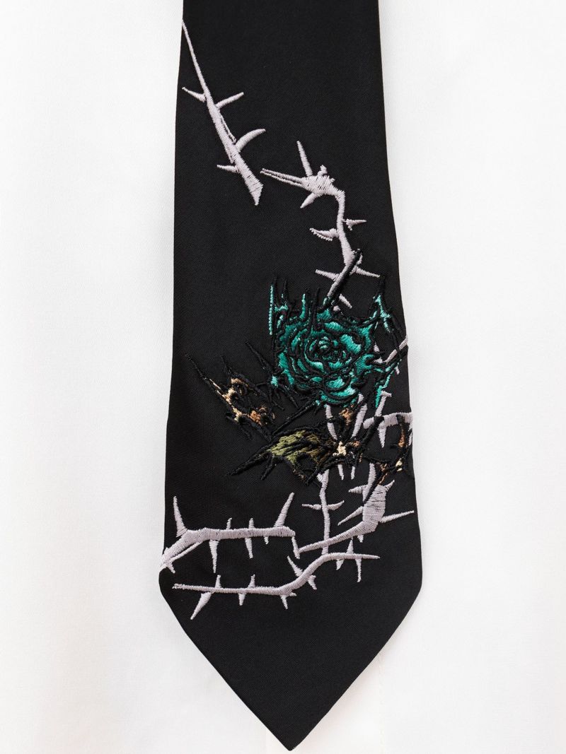 【DRASTIC GARDEN】“稲妻ノ薔薇”刺繍入りタイ付きシャツ