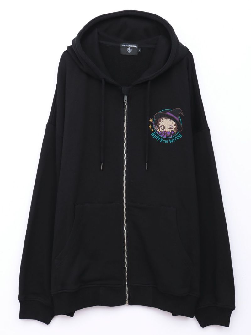【BETTY BOOP】“BETTY THE WITCH”刺繍入りZIPパーカー〔別注〕