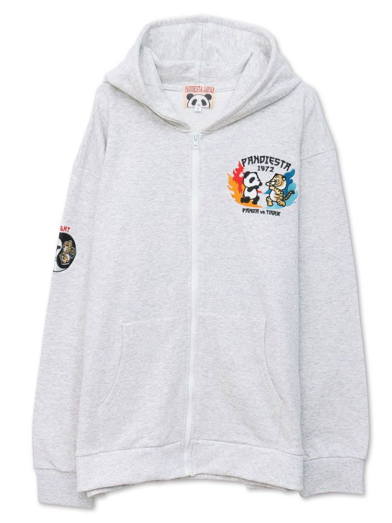 【PANDIESTA JAPAN】“ドラゴンパンダVSタイガーパンダ”刺繍入りZIPパーカー