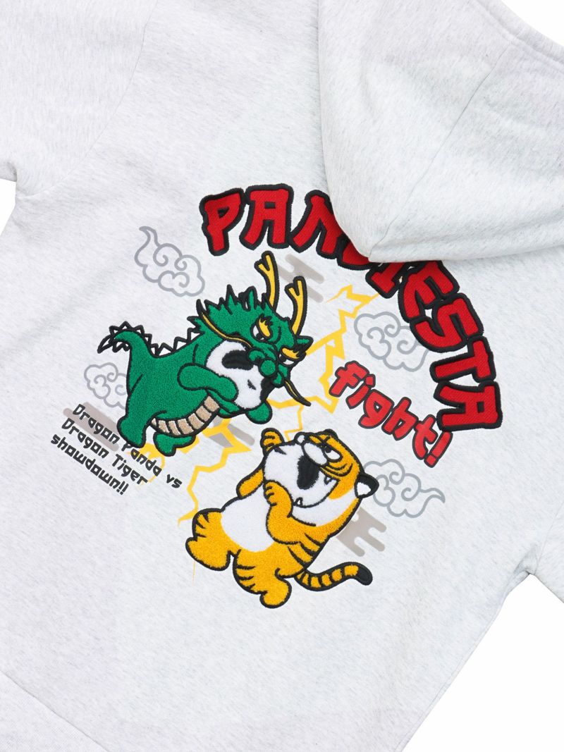 【PANDIESTA JAPAN】“ドラゴンパンダVSタイガーパンダ”刺繍入りZIPパーカー