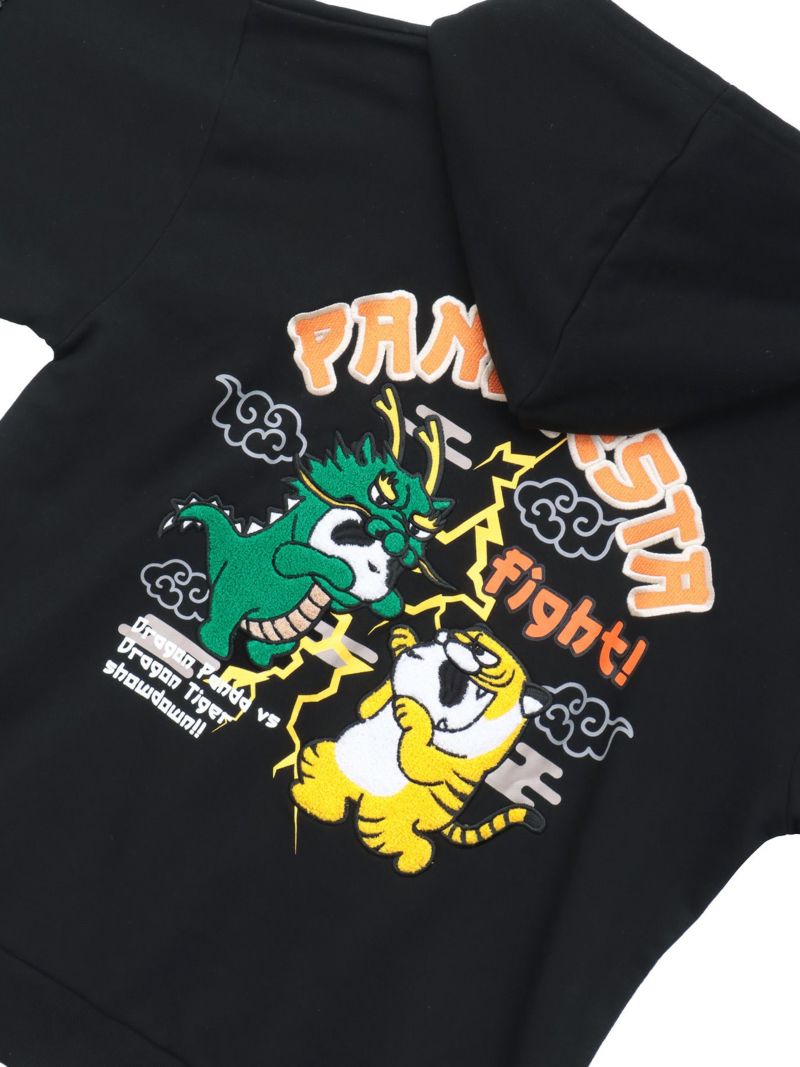 【PANDIESTA JAPAN】“ドラゴンパンダVSタイガーパンダ”刺繍入りZIPパーカー