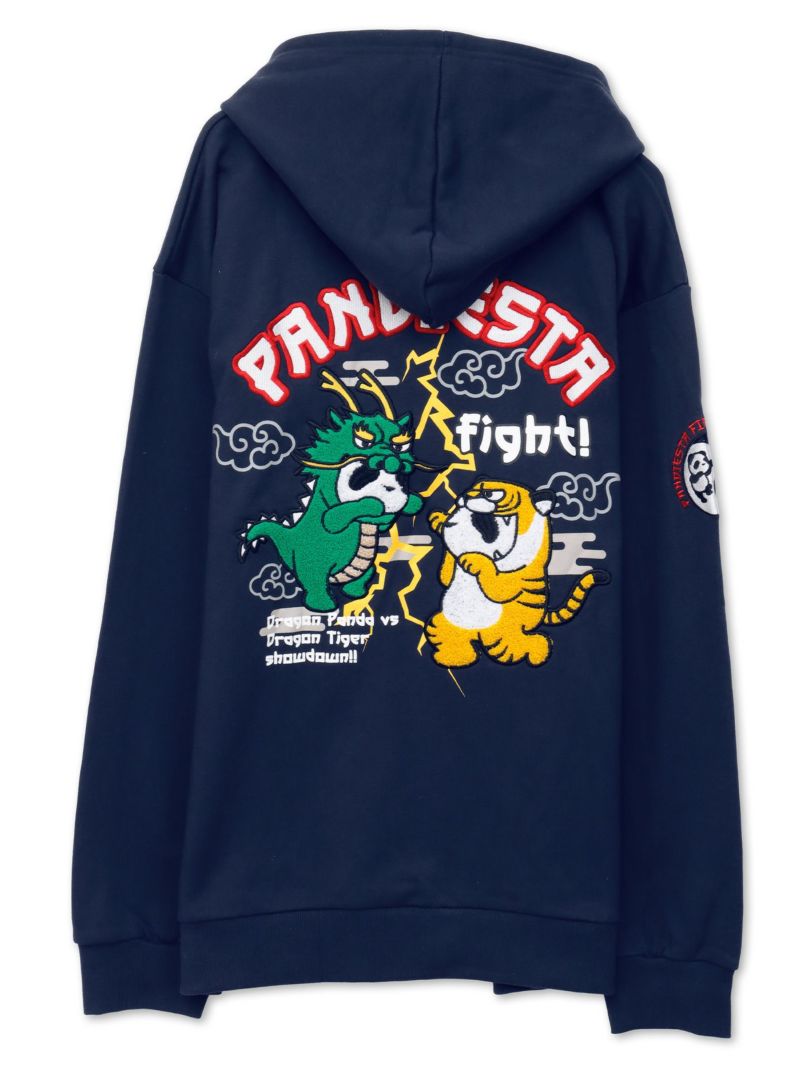 【PANDIESTA JAPAN】“ドラゴンパンダVSタイガーパンダ”刺繍入りZIPパーカー