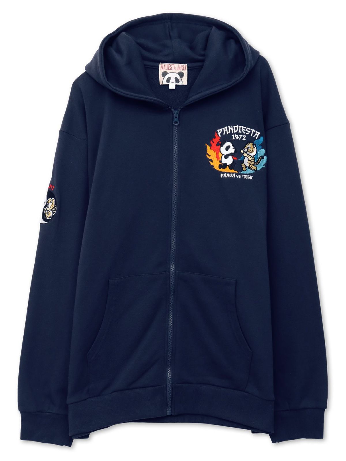 【PANDIESTA JAPAN】“ドラゴンパンダVSタイガーパンダ”刺繍入りZIPパーカー