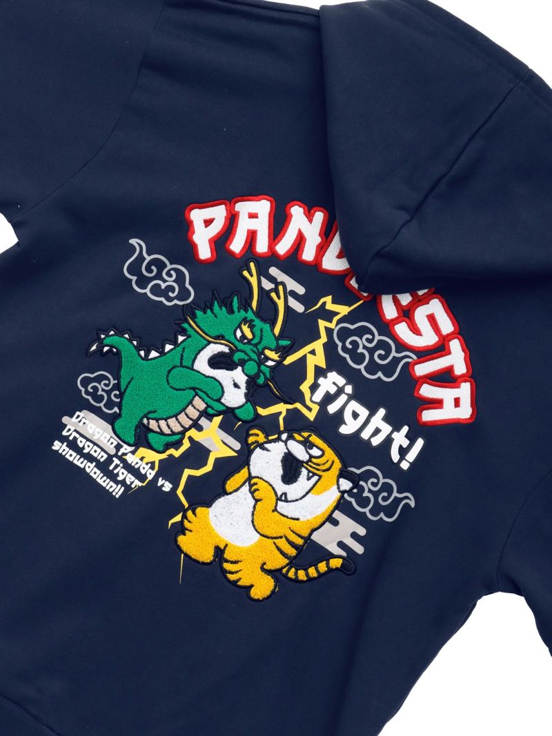 【PANDIESTA JAPAN】“ドラゴンパンダVSタイガーパンダ”刺繍入りZIPパーカー