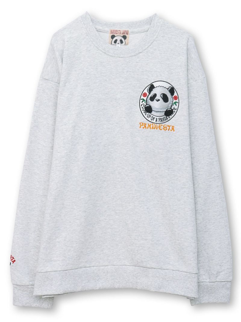  【PANDIESTA JAPAN】“リアル毛並みパンダさん”刺繍入り裏毛トレーナー