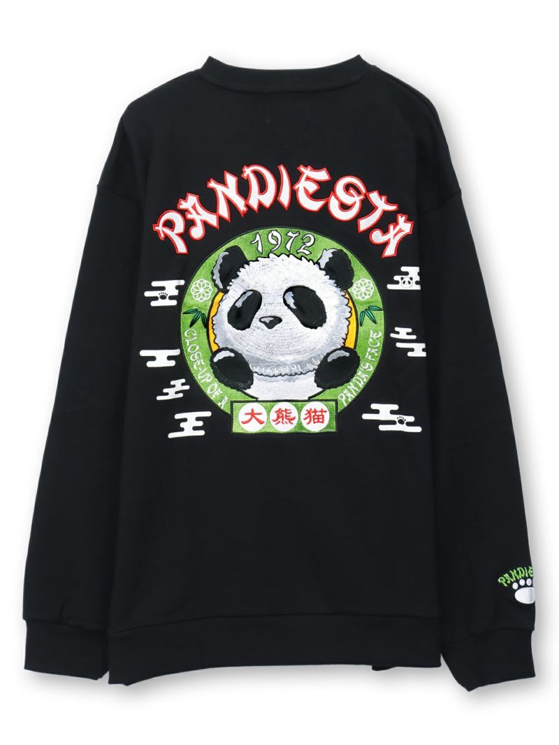  【PANDIESTA JAPAN】“リアル毛並みパンダさん”刺繍入り裏毛トレーナー