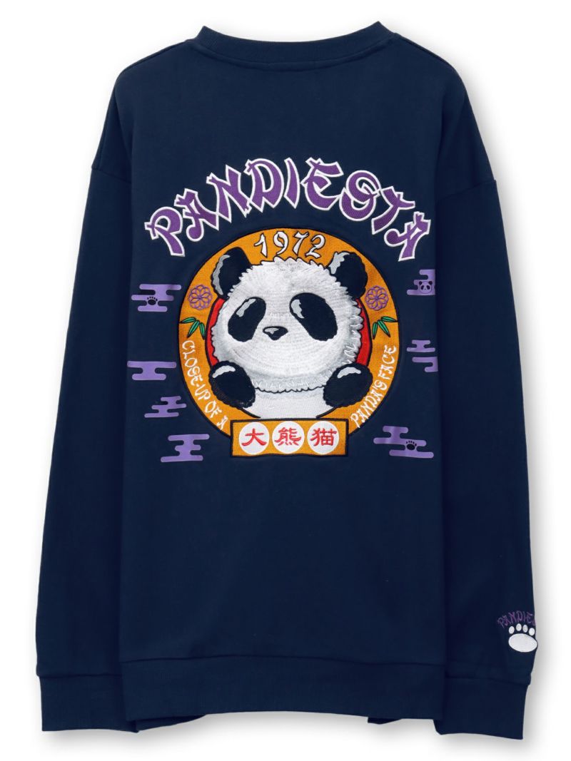  【PANDIESTA JAPAN】“リアル毛並みパンダさん”刺繍入り裏毛トレーナー