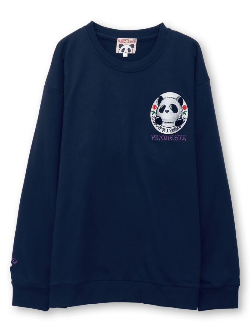 【PANDIESTA JAPAN】“リアル毛並みパンダさん”刺繍入り裏毛トレーナー