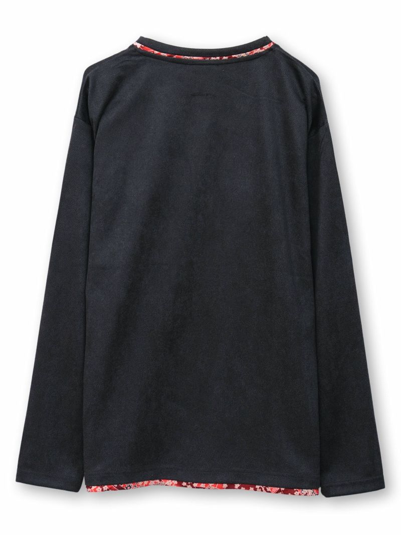 【雅結】桜刺繍 菊唐草刺繍フェイクスウェードロンT