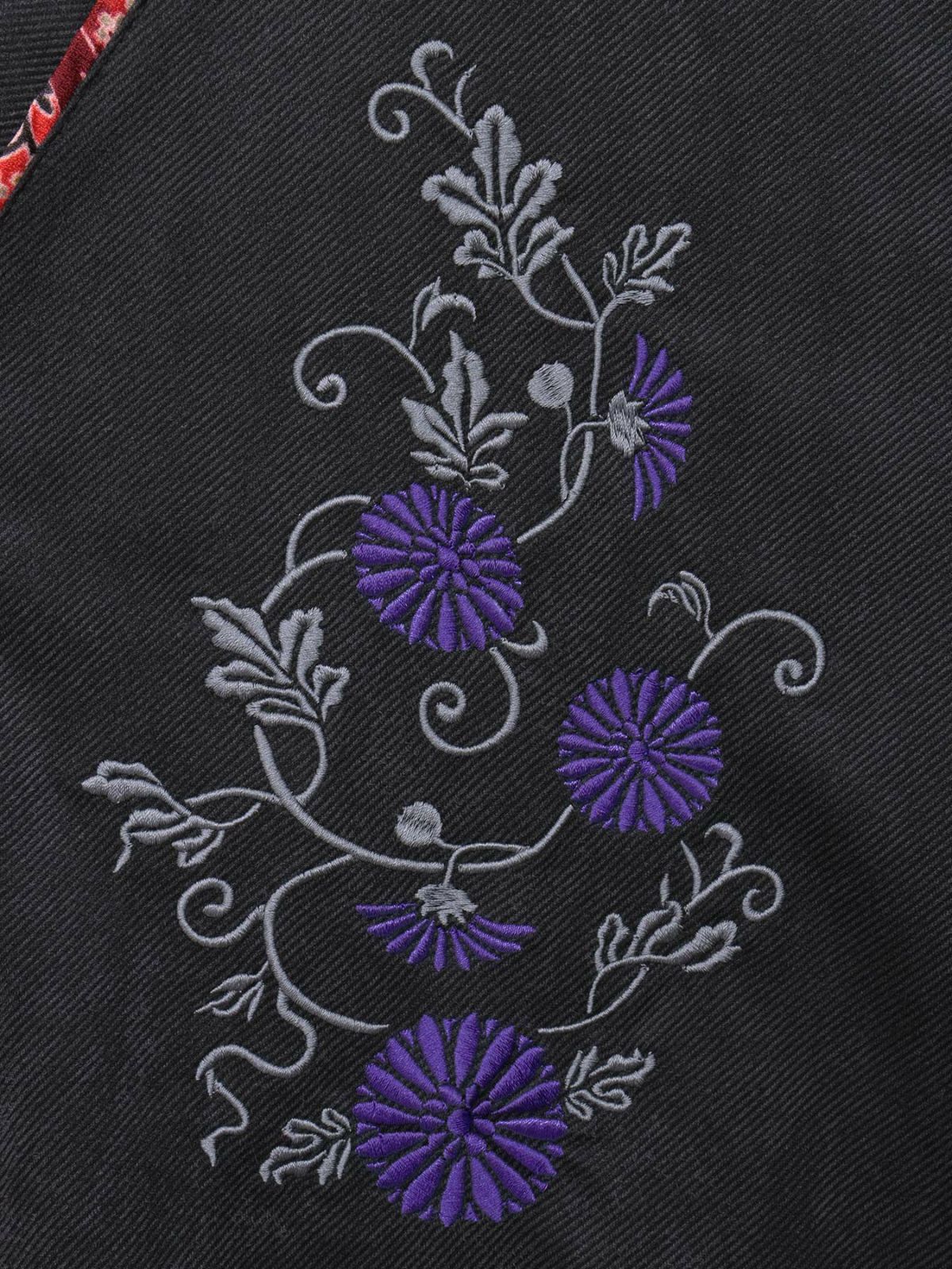 【雅結】桜刺繍 菊唐草刺繍フェイクスウェードロンT