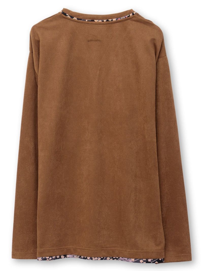 【雅結】桜刺繍 菊唐草刺繍フェイクスウェードロンT