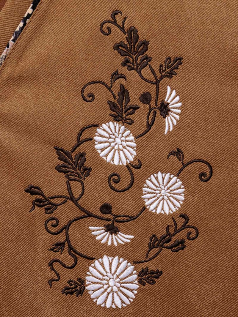 【雅結】桜刺繍 菊唐草刺繍フェイクスウェードロンT