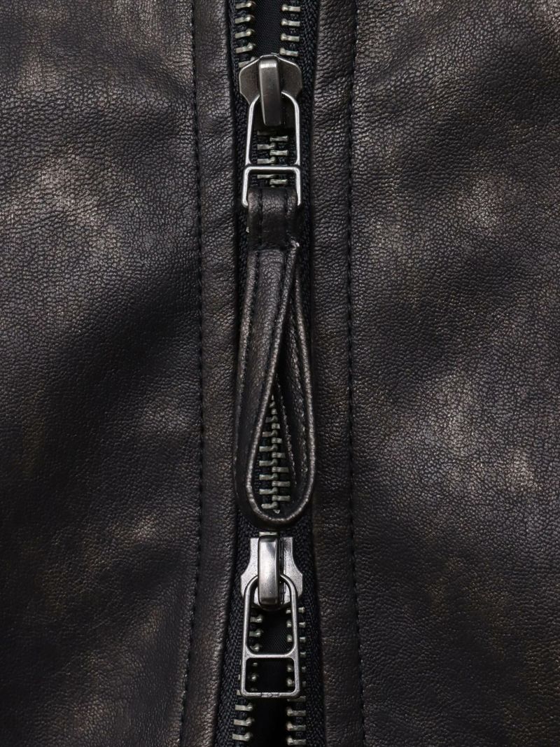 【雅結】桜刺繍ムラ染めフェイクレザージャケット